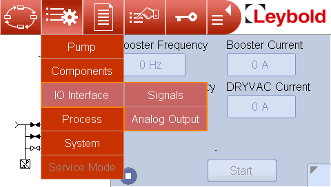 IO Interface > Signals menu